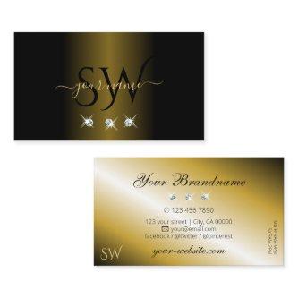 Luxurious Black Gold Sparkling Diamonds Initials