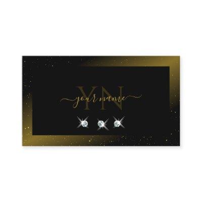 Luxurious Black Gold Sparkling Diamonds Monogram