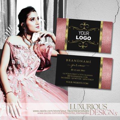 Luxurious Black Gold with Red Glitter and Logo