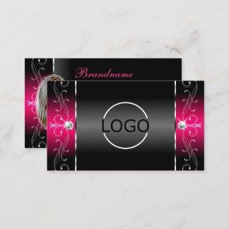 Luxurious Black Pink Squiggled Jewels Logo & Photo