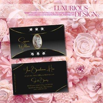 Luxurious Black with Gold Decor Diamonds and Photo