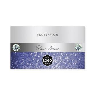 Luxurious Blue Glitter with Logo Shimmery Silver