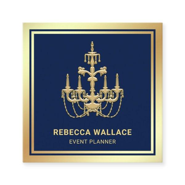 Luxurious Blue Gold Foil Chandelier Event Planner Square