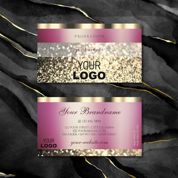 Luxurious Burgundy Gold Sparkling Glitter Add Logo
