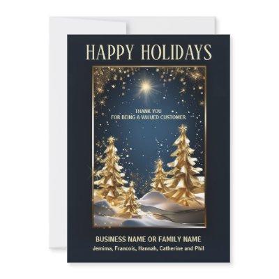 Luxurious business gold christmas tree photo logo holiday card