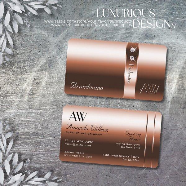 Luxurious Copper Blush Shiny Diamonds and Initials