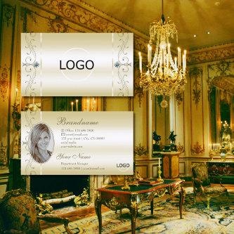 Luxurious Cream Gold Squiggled Jewels Logo & Photo