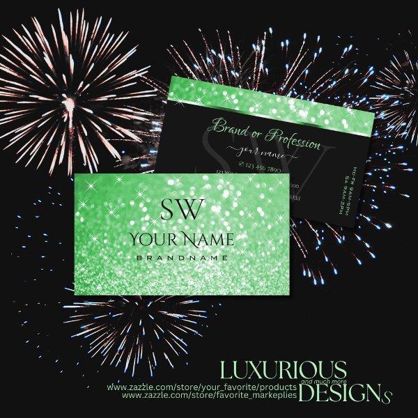 Luxurious Emerald Green Glitter Stars and Initials