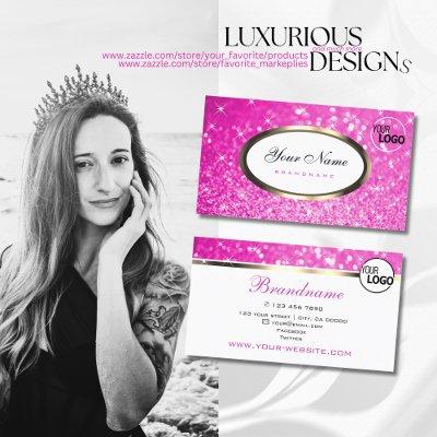 Luxurious Girly Pink Glitter Sparkling Stars Logo