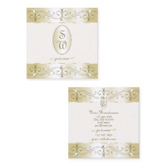 Luxurious Gold and Cream Ornate Ornaments Monogram Square
