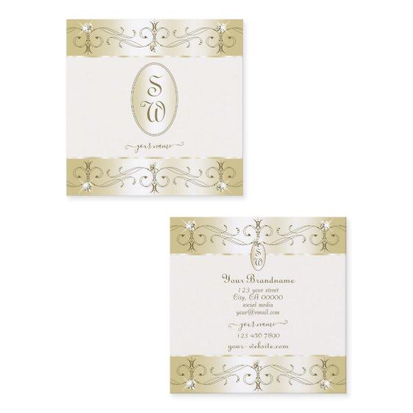 Luxurious Gold and Cream Ornate Ornaments Monogram Square