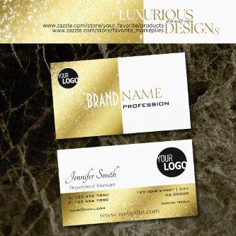 Luxurious Gold and White Glittery Stars and Logo