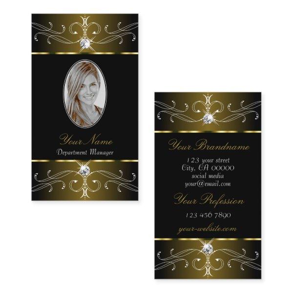 Luxurious Gold Black Ornate Ornaments with Photo