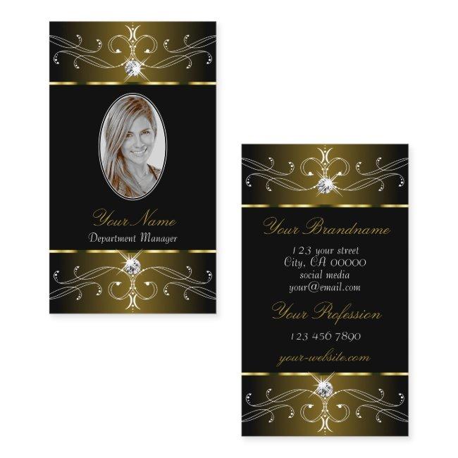 Luxurious Gold Black Ornate Ornaments with Photo