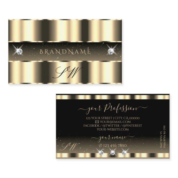Luxurious Gold Black Sparkling Diamonds Initials
