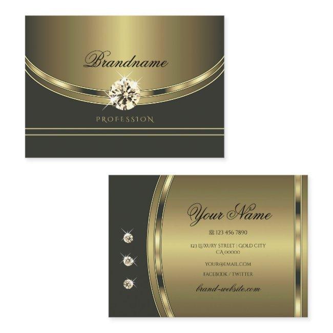 Luxurious Gold Dark Gray with Sparkling Diamonds