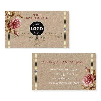 Luxurious Gold Decor Vintage Rose Diamonds Logo