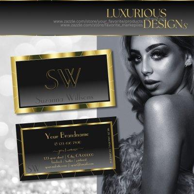Luxurious Gold Frame Black Gradient with Monogram