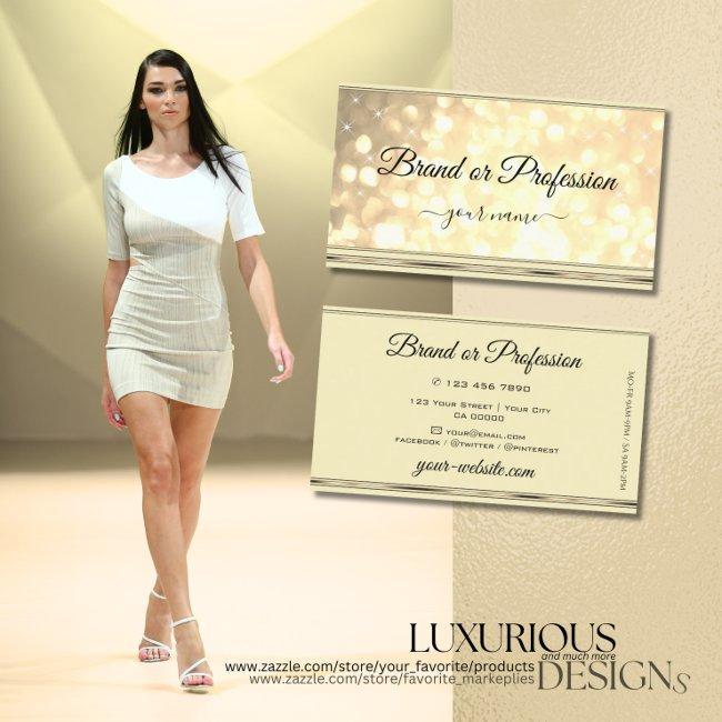 Luxurious Gold Glitter Sparkle Stars Beige Golden