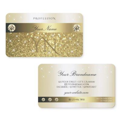 Luxurious Gold Glitter Sparkling Stars Monogram
