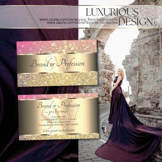 Luxurious Gold Pink Purple Glitter Stars Monogram