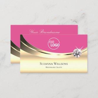 Luxurious Gold Pink with Logo Sparkling Diamond