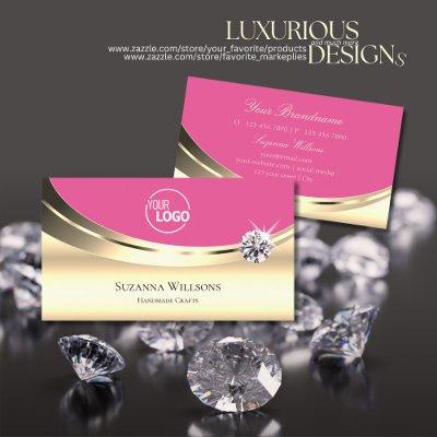 Luxurious Gold Pink with Logo Sparkling Diamond