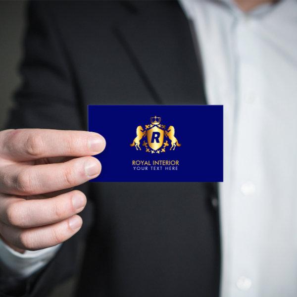 Luxurious Gold Royal Emblem | Initial on Blue