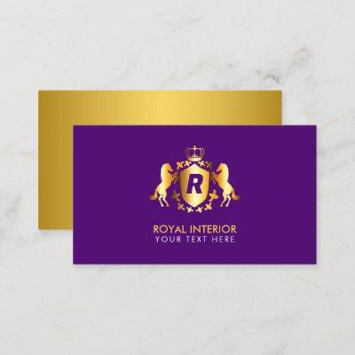 Luxurious Gold Royal Emblem | Initial on Purple