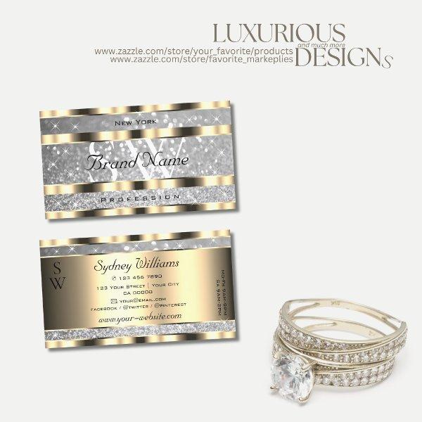 Luxurious Gold Silver Glitter Stars Spark Initials