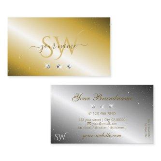 Luxurious Gold Silver Sparkling Diamonds Monogram