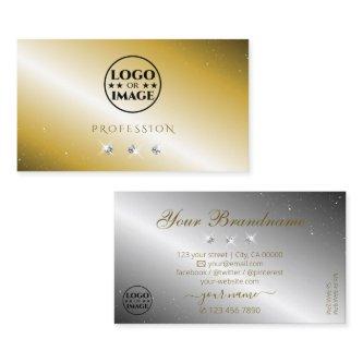 Luxurious Gold Silver Sparkling Diamonds with Logo