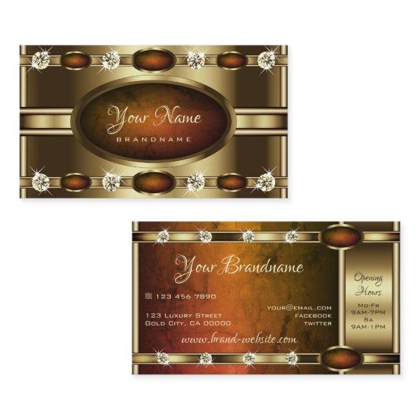 Luxurious Golden Orange Marble Faux Rhinestones
