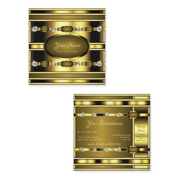 Luxurious Golden with Luminous Faux Rhinestones Square