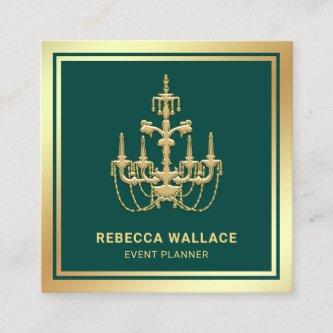 Luxurious Green Gold Foil Chandelier Event Planner Square
