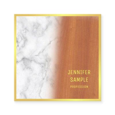 Luxurious Marble Wood Black Gold Elegant Plain Square