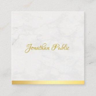 Luxurious Modern Gold And Marble Chic Hand Script Square