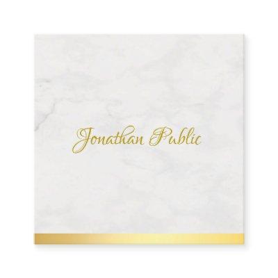 Luxurious Modern Gold And Marble Chic Hand Script Square