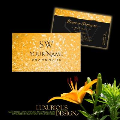 Luxurious Orange Glitter Luminous Stars Monogram