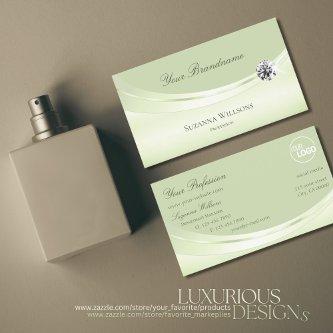 Luxurious Pastel Sage Green with Logo and Diamond