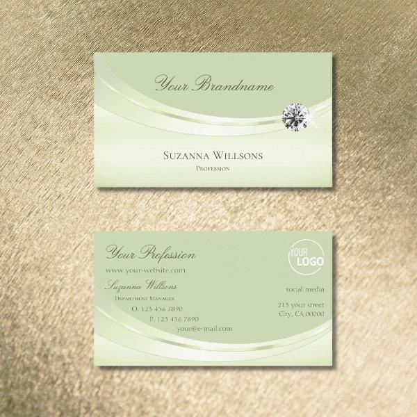 Luxurious Pastel Sage Green with Logo and Diamond