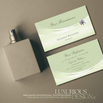 Luxurious Pastel Sage Green with Sparkled Diamond