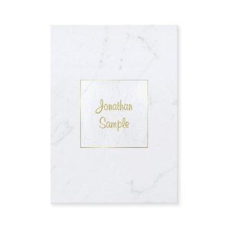 Luxurious Plain Elegant White Marble Gold Script