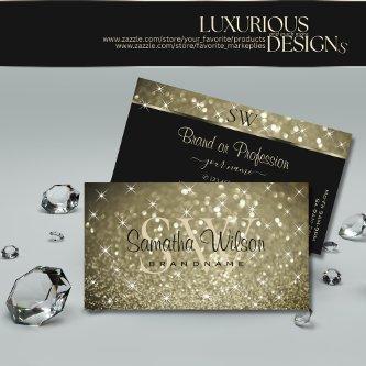 Luxurious Platinum Glitter Luminous Stars Monogram