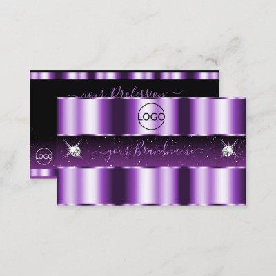 Luxurious Purple Black Sparkling Diamonds Add Logo