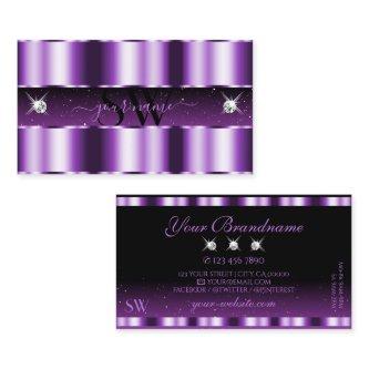 Luxurious Purple Black Sparkling Diamonds Initials