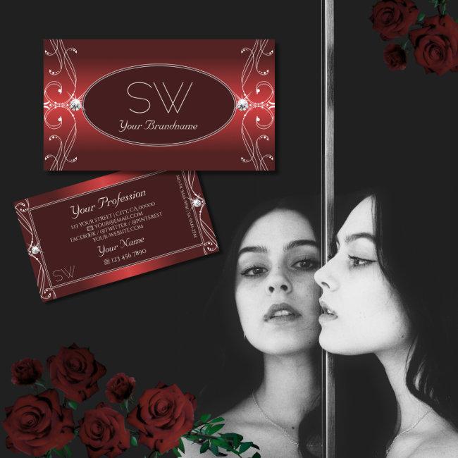 Luxurious Red Ornate Sparkling Diamonds Initials
