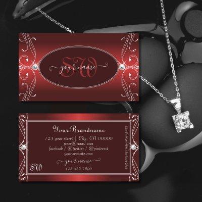 Luxurious Red Ornate Sparkling Diamonds Monogram