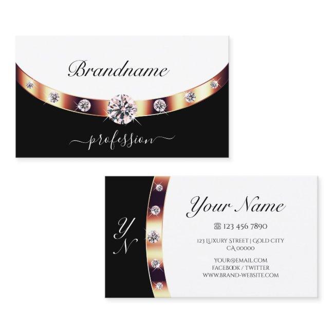Luxurious Rose Gold Black and White with Initials