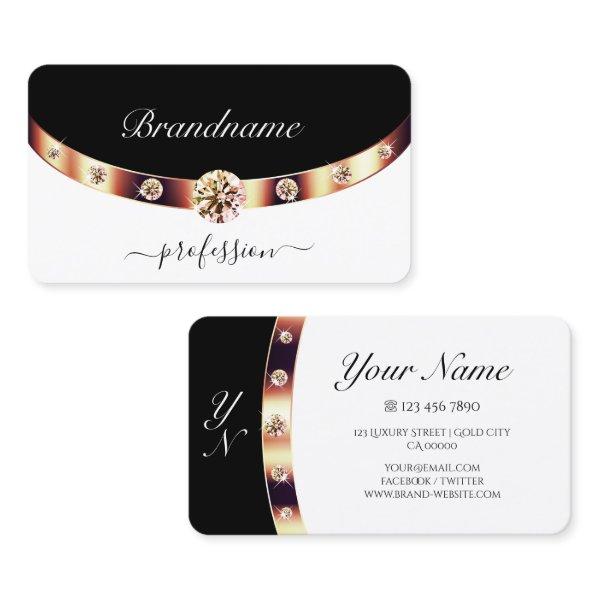 Luxurious Rose Gold Black and White with Monogram